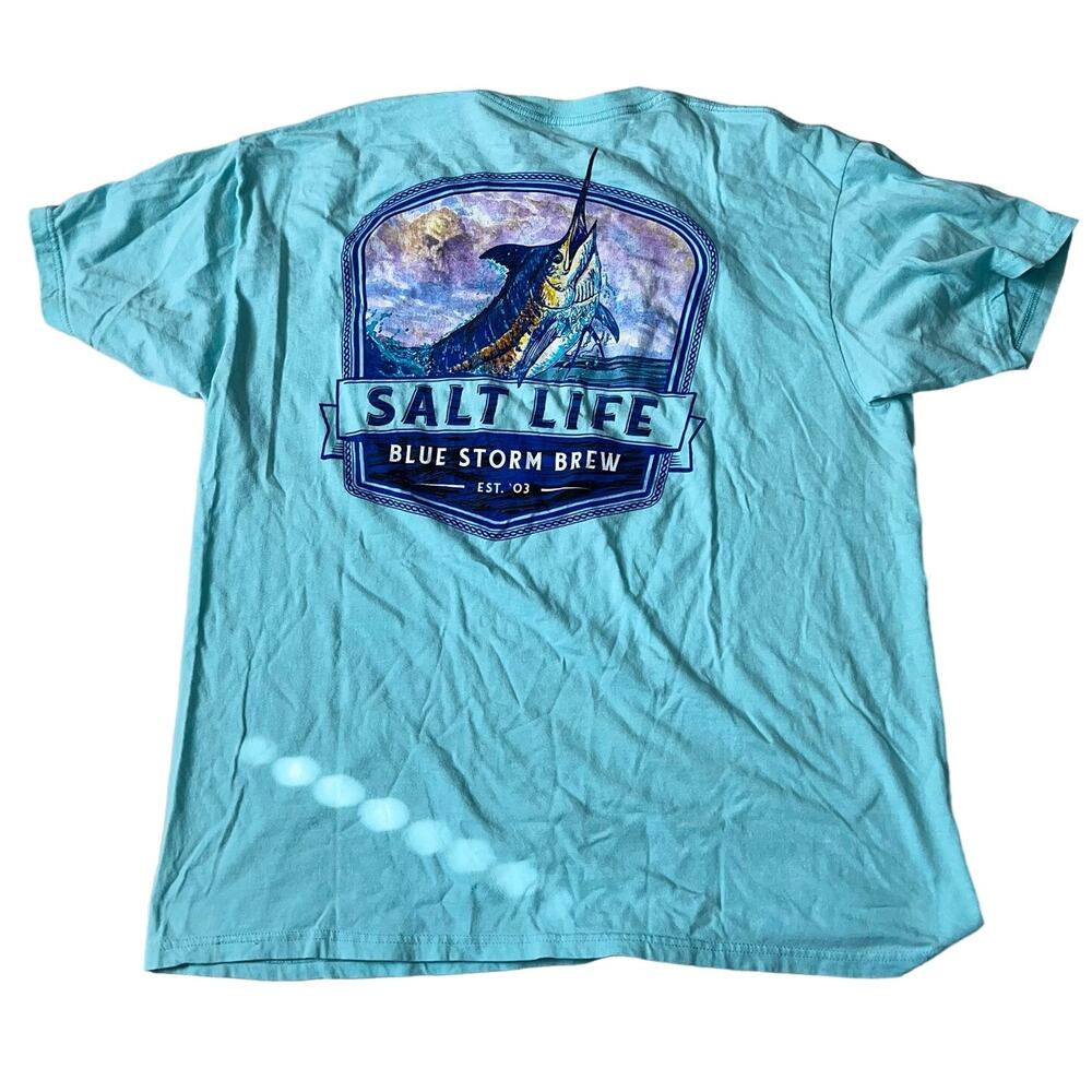 Salt Life Men's Lg Blue Storm Brew Sail Fish Graphic T-Shirt